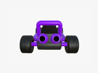 Cartoon Kart H04 Purple - Vehicle Racing Design Low-poly 3D model