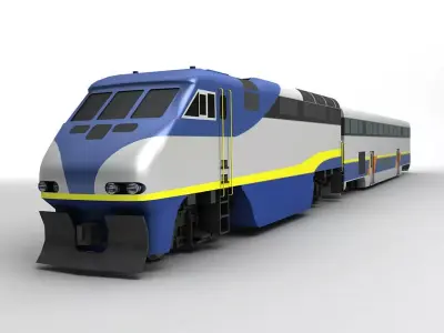 F59PHI Locomotive Train With Passenger Car Low-poly 3D model
