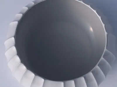 Bowl spheric squeezed wide with extruded vertical lines 3D print model