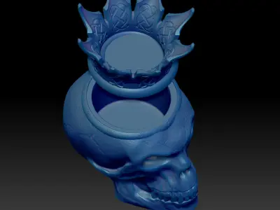 King Skull  with Crown  STL 3D Print Model High-Polygon 3D print model
