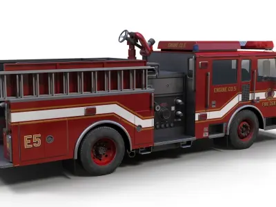 Generic fire truck Low-poly 3D model