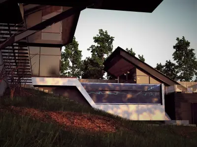 Mountian Villa Exterior with pool 3D model