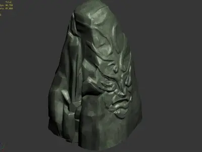 Stone Kazlog shallow bay - stone face statue 01 3D model