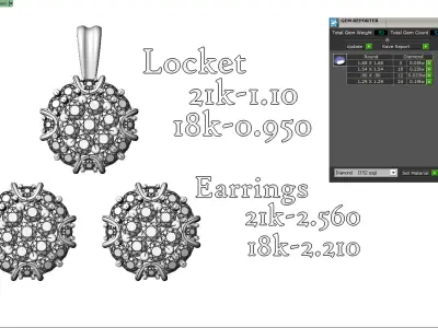 Diamond Locket Set Printable 3D print model