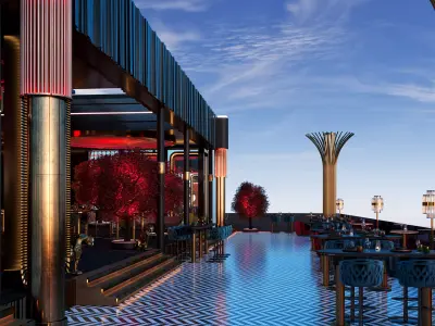 VIP CLUB BAR RESTAURANT ROOF TOP PUB RENDER READY SCENE 3D model