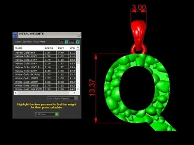 Q LETTER Alphabet ROCKS PENDANT 3D print model 3D print model
