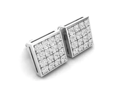 AV 494 Diamond Square Men Hip Hop Iced Stud Earrings 3D print model