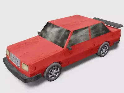 Old car  Low-poly 3D model