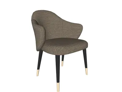 Italian style light luxury dining chair leather chair  3D model