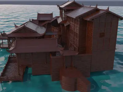 Chinese ancient house  3D model 41