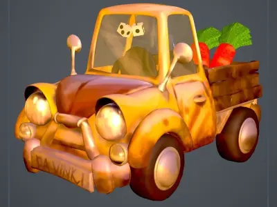 Old Truck Car Unity Game Ready Props Low-Poly Low-poly 3D model