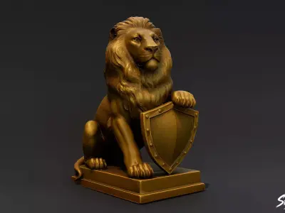 Lion Statue V6 Low-poly 3D model