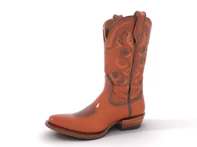 Cowboy Leather Boot Model Pack with Decorative Embroidery Low-poly 3D model
