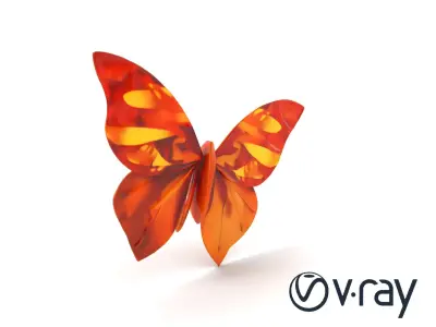 Origami Butterfly with Colorful Pattern model pack Texture