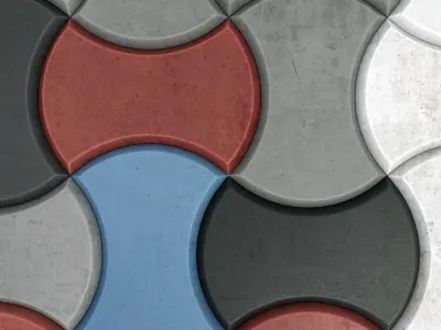 Paving stone color half Circle n2 3D model