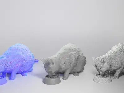 Cat eating food 12 Low-poly 3D model