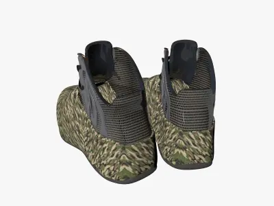 Sneakers pair of camouflage shoes 3D model