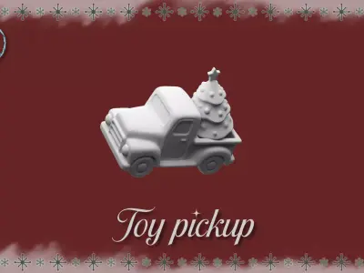 Vintage Christmas Toy Pickup with Tree  3D STL Miniature 3D print model