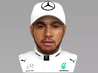 Lewis Hamilton bust ready for full color 3D printing 3D print model