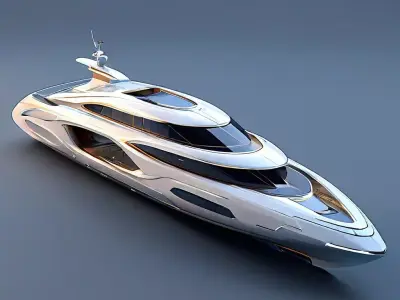 Luxury Futuristic Yacht  HighDetail 3D Model Low-poly 3D model