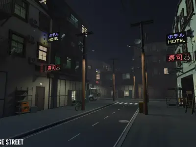 Japanese Street - modular city Low-poly 3D model