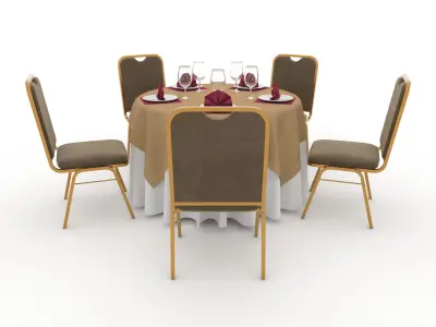 Banquet Table and Chair 05 3D model