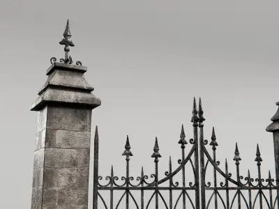 gothic walls - fences- gates - asset pack 3D model