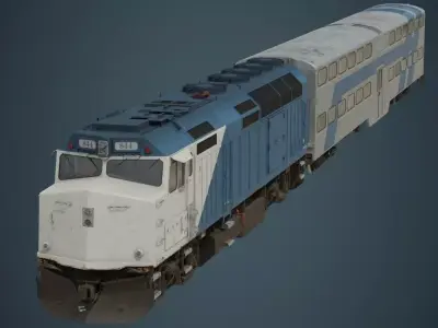 Locomotive And Railcar 1B Low-poly 3D model
