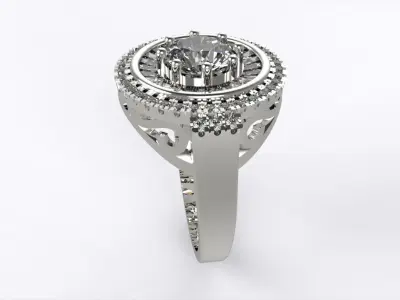 DIAMOND RING FOR GOLD OR SILVER CASTING EZA 008 3D print model