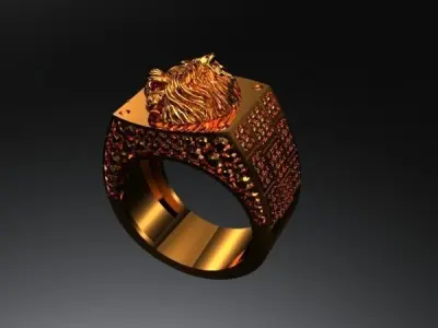 RING MAN LION Texture 3D print model 3D print model