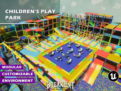 Childrens Play Park Modular - Unreal Engine 5  Low-poly 3D model