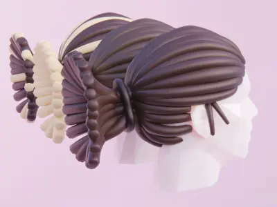 Toon Dreadlock Ponytail Hairstyle Free low-poly 3D model