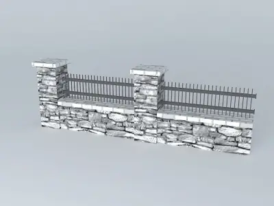 Brick fence Free 3D model