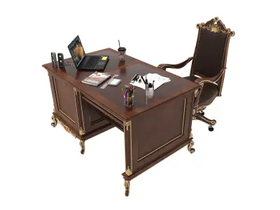 Classic European Style Working Table 3 3D model