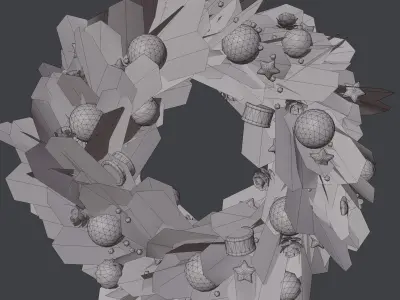 Christmas wreath in old style Low-poly 3D model