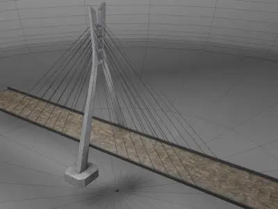 Suspension bridge Low poly  Low-poly 3D model