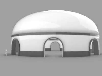 Dome Pavilion with Solid Dome with Top Opening v2 3D model