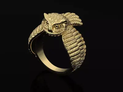 Owl hip hop Ring  3D print model
