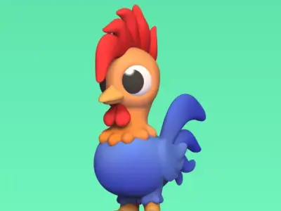 Cartoon Rooster 3D print model