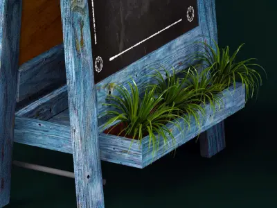 Restaurant chalkboard 06 plants 3D model 3D model