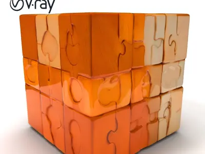 Wooden Puzzle Cube Model Pack Low-poly 3D model