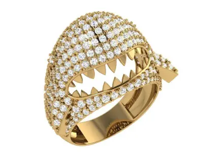 Diamond Shark Ring 4052 3D print model