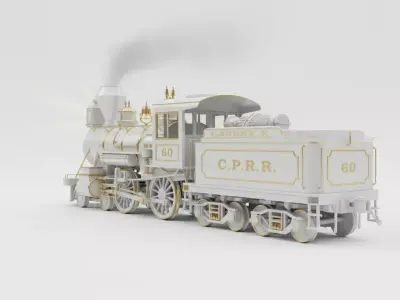 Classic Steam Train Low-poly 3D model