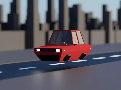 Low Poly Sci Fi Car  Low-poly 3D model