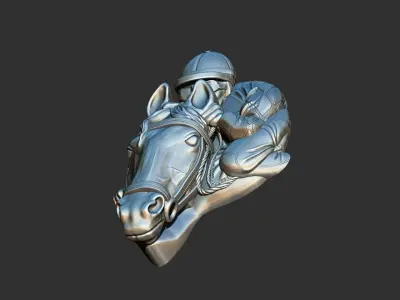 Race Horse With Jockey Front 3D print model