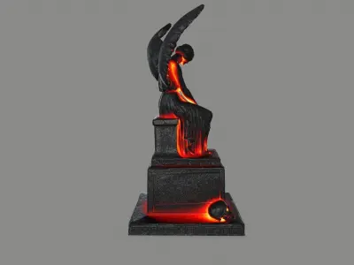 statue 3 of eagle with flames Low-poly 3D model