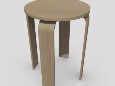 Stool round wooden table with two legs Low-poly 3D model