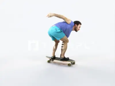 Flow 03A Riding a Skateboard Sports Man Low-poly 3D model