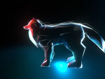 Universal Wolf - Real-time Material Reaction Low-poly 3D model