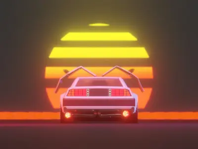 Delorean Low Poly Custom 3D model